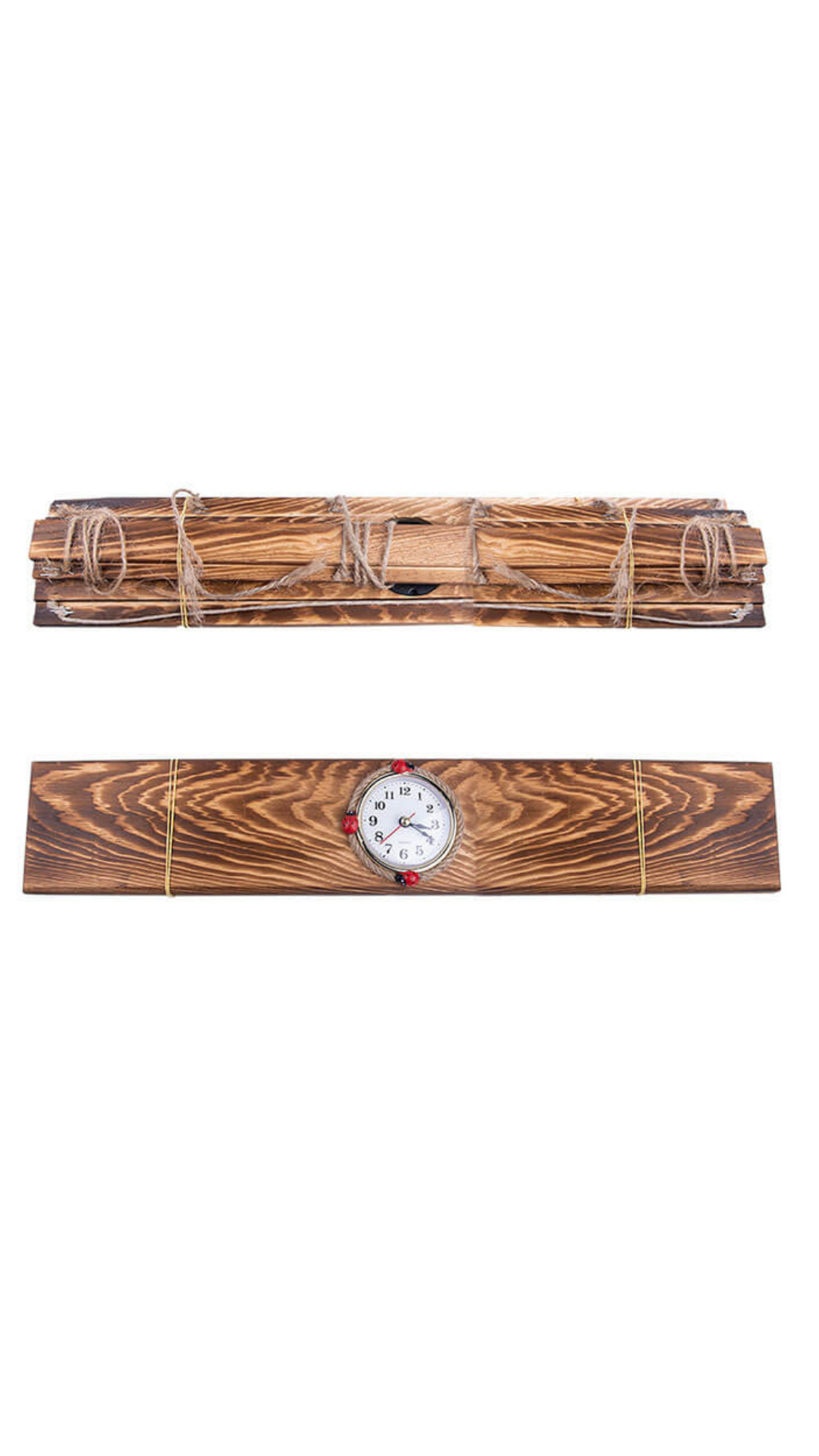 Şipşak Ahşap İpli Mandallı Saatli Duvar Çerçevesi - 50x60cm