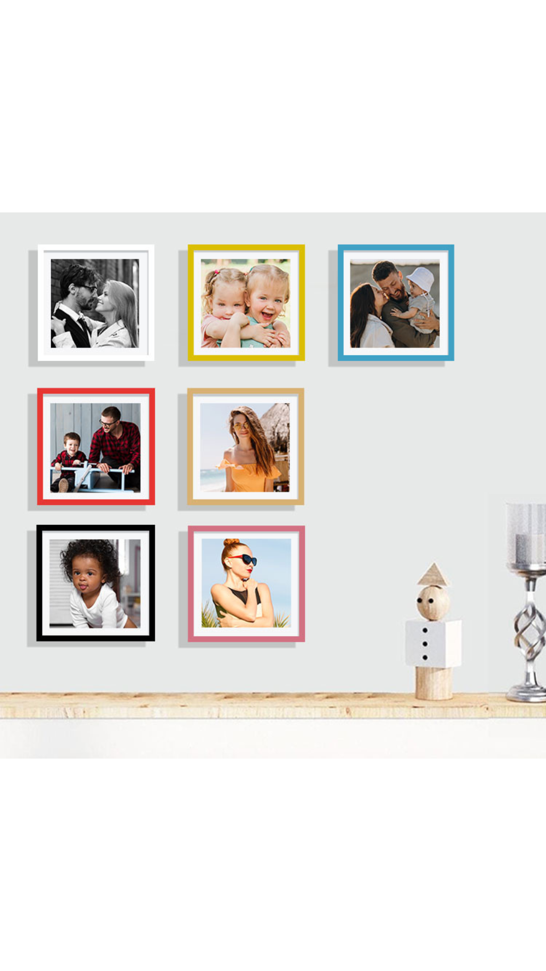 Şipşak Yapışan Tekli Sök Tak Kare Çerçeveler - Kutulu